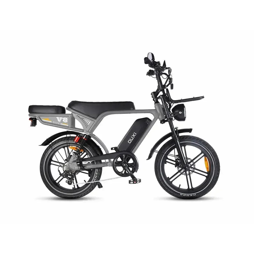 OUXI V8 Ultra Fatbike - 2026 Model - Grijs (inclusief achterzitje, voetsteuntjes & alarm)
