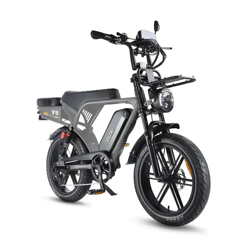 OUXI V8 Ultra Fatbike - 2026 Model - Grijs (inclusief achterzitje, voetsteuntjes & alarm)