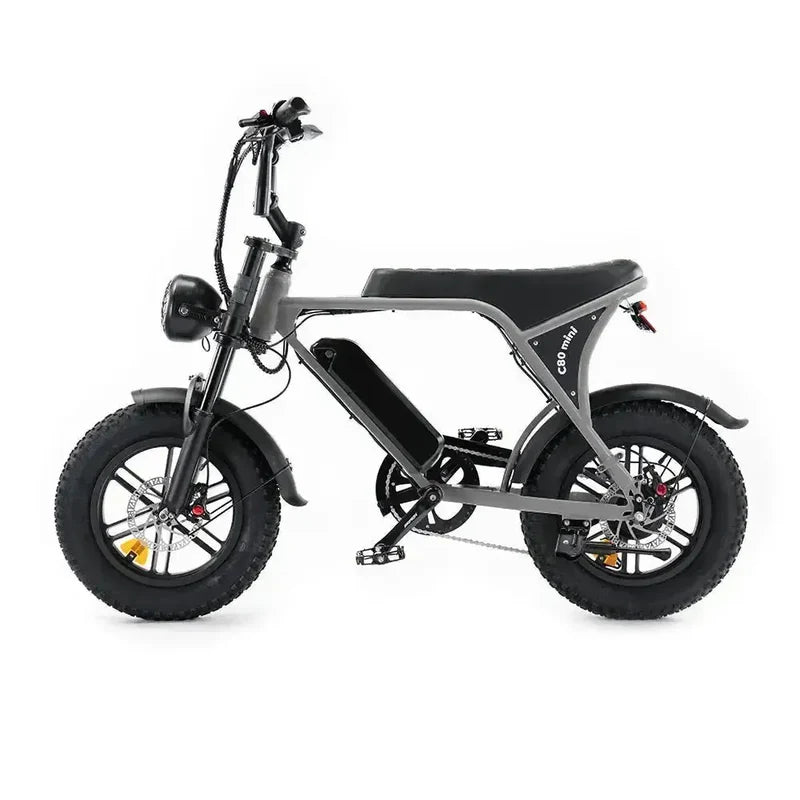 OUXI C80 Mini Fatbike - Grijs (inclusief voetsteuntjes & alarm)