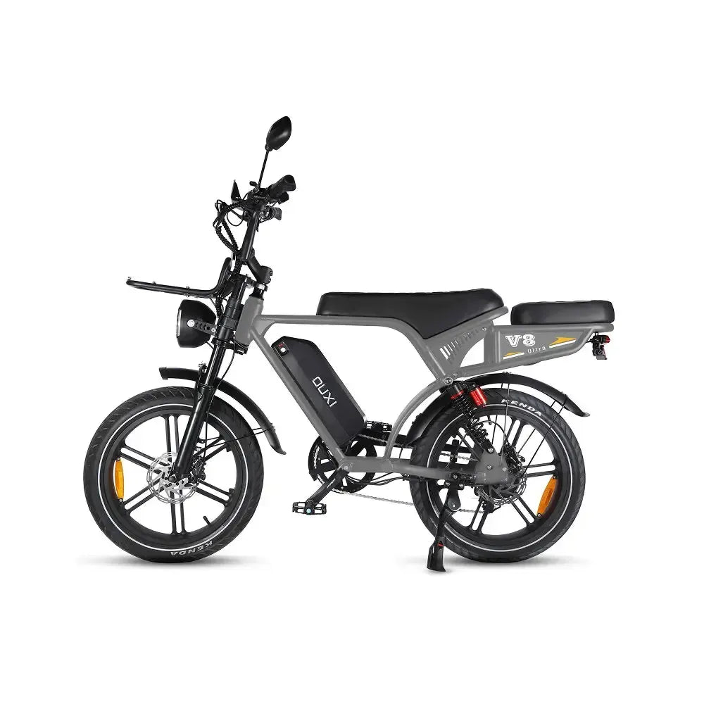 OUXI V8 Ultra Fatbike - 2026 Model - Grijs (inclusief achterzitje, voetsteuntjes & alarm)